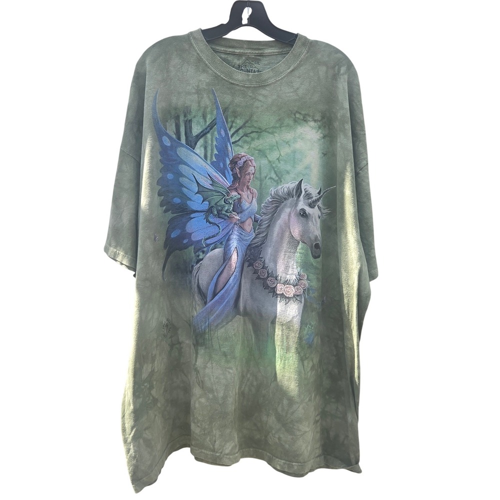 The Mountain Anne Stokes Fairy Unicorn Dragon Vintage Fantasy Whimsy Graphic 4XL